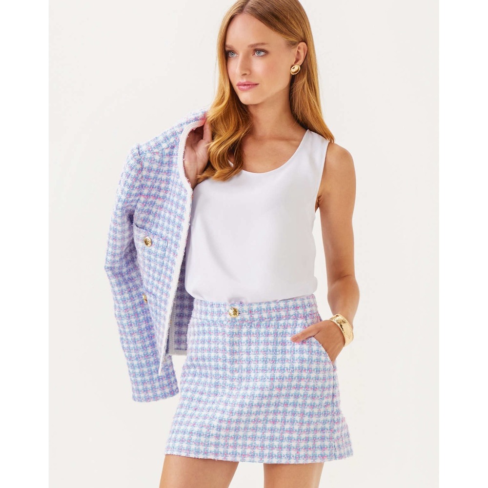 Lilly Pulitzer Colette Mini Skort Boucle Fabric Preppy Office Skirt Women's 8